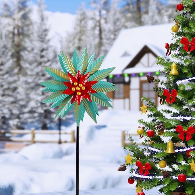 Christmas Wind Spinners Outdoor,57.9 Inches Metal Wind Spinners for Yard and Garden Xmas Windmill for Patio,Lawn & Yard