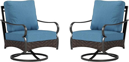 Swivel Patio Sofa Chairs - 2 PCS Outdoor Swivel Rocker Armchairs, Patio Seating with High Back Deep Seat for Porch Deck Balcony