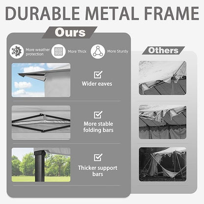 Bezseller 11x11 Pop Up Gazebo Tent with Mosquito Netting – Quick Set Up, Water-Resistant Outdoor Canopy for Patio, Garden, Backyard, and More,Light Grey
