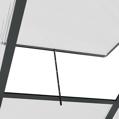 Outsunny 6' x 6' Greenhouse for Outdoors, Polycarbonate Greenhouse with Rain Gutter and Roof Vent, Aluminum Walk-in Green Houses for Outside for Patio Backyard Garden, Gray