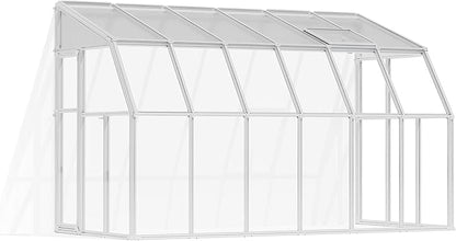 Palram Canopia Rion Sun Room 6 Ft. x 12 Ft. Solarium, Lean-to Greenhouse DIY Kit, Attach to House, Large Twin Wall Polycarbonate, 100% UV Protection for Porch, Patio Outdoors with Window Vent (White)