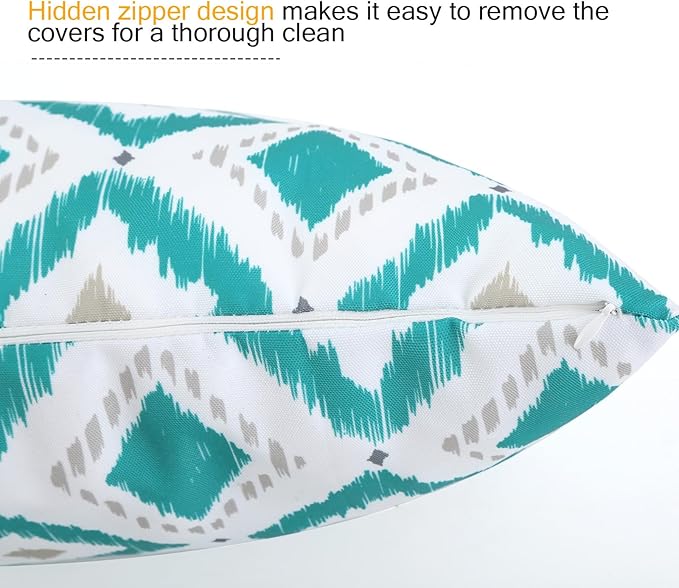 idee-home Outdoor Pillows with Inserts Included, Patio Outside Lumbar Pillows Waterproof Set of 2, 12 x 20 inch
