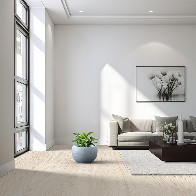 Kante 15.7" Dia Round Concrete Planter, Outdoor/Indoor Large Bowl Plant Pots with Drainage Hole and Rubber Plug for Garden Patio Balcony Home, Slate Gray