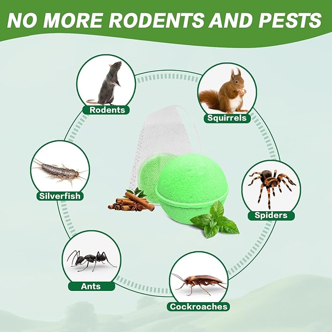 Mouse Rodent Repellent Balls -28 Pack Natural Peppermint Oil for Mice, Rats, Squirels & Spiders - Safe for Pets & Family -Indoor/Outdoor Pest Control for Home, Kitchen, Garage