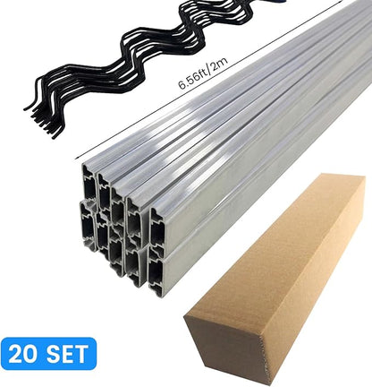 20 Set 6.6 Ft Greenhouse Lock Channel and Spring Wire，Aluminum Alloy Lock Channel and PVC Coated Spring Wires for Fixing Greenhouse Plastic Cover