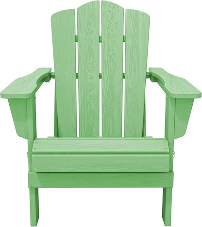 KINGYES Folding Adirondack Chair Set of 2, HDPE All-Weather Folding Adirondack Chair, Light Green