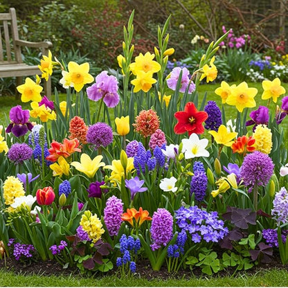 Complete Spring Flower Garden | 50 Fresh Bulbs | Bloom All Spring and Summer, Easy to Grow Flower Bulb, Indoor/Outdoor