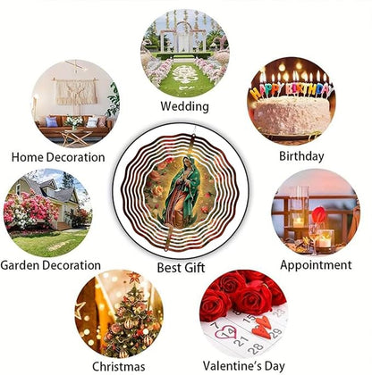 Virgin Mary Prayer Wind Spinner, Metal Wind Spinners Outdoor Indoor, Virgin Mary Hanging Garden Decor for Outside, Stainless Wind Spinners for Yard and Garden 10 inch 3D (25.76X25 CM)