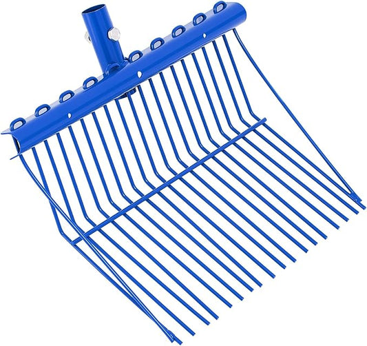 Tandefio 1 Pack Pitchfork Replacement Head Metal Horse Manure Rake Gardening Pitch Fork with Angled Tines for Horse Stall Poop Picking up(Blue)