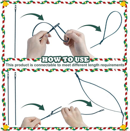 100pcs Christmas Garland Ties Green Flexible Self Locking Nylon Strap 15.7Inch Adjustable Reusable Garland Hanger Decorating Holiday Banister Twist Ties for Christmas Light Wreath Making Door Stairway