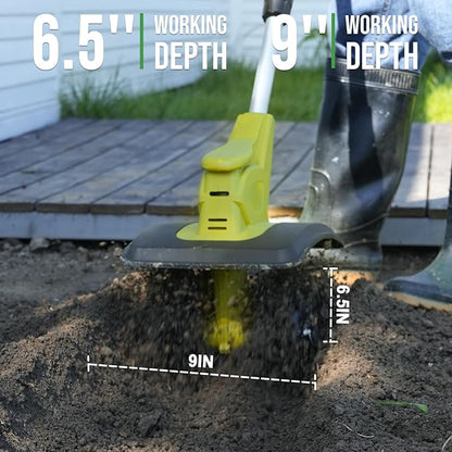 20V Cordless Tiller Cultivator with 48 Steel Tines, 9-inch Wide Battery Powered Garden Cultivator, Mini Tiller for Lawn/Gardening/Soil Cultivation(2*2Ah Battery and Fast Charger Included)