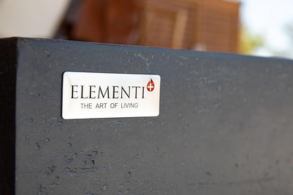 Elementi+ | Bundle Positano Gas Fire Pit Cast Concrete 60" Rectangular Fire Table, Outdoor Fire Pit Electronic Ignition | Canvas Cover, Fire Glass and Burner Lid Included | Dark Gray | Propane Gas