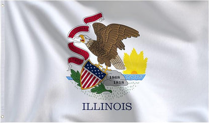 Bradford Illinois State Flag 3x5 ft Outdoor, 3 Ply Polyester Double Sided Illinois Flag Heavy Duty, IL State Flags with 2 Brass Grommets for Outsides House Long Lasting