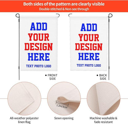 Custom Garden Flag Double Sides Personalized Garden Flags 28x40 Inch Customized Picture Logo Text Yard Flag Banner Signs for Outside Lawn Patio Garden Home Decorating Birthday Christmas Gift