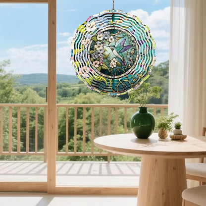Hummingbird Metal Wind Spinners Outdoor, 3D Hanging Garden Decor for Women Mom Grandma, 25cm/ 9.84in 3D Wind Spinners for Garden Decor for Patio,Yard,Outdoor