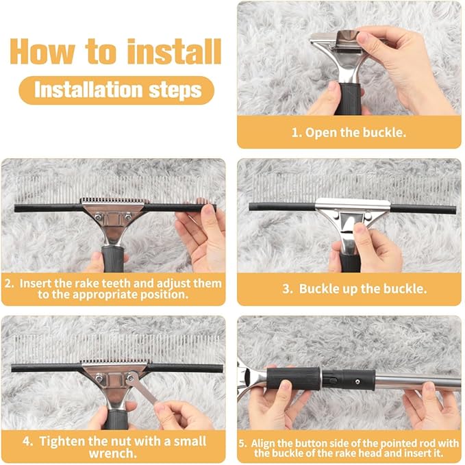 Big Carpet Rake with Long Handle, Making Carpets Fluffy Again, Clean Hair, Let Carpet Restore Softness