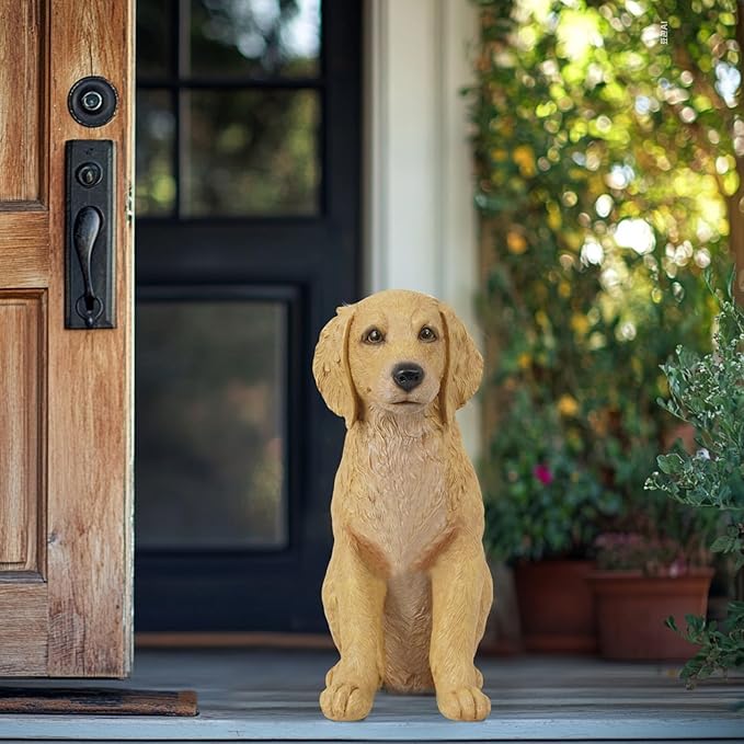 Cynkeyee Dog Statues Lawn Decorations - Large Pet Figurines Garden Decor Golden Retriever Statue for Outside Patio Yard Decorations Outdoor Puppy Gift for Woman 11x5.5x13 inch