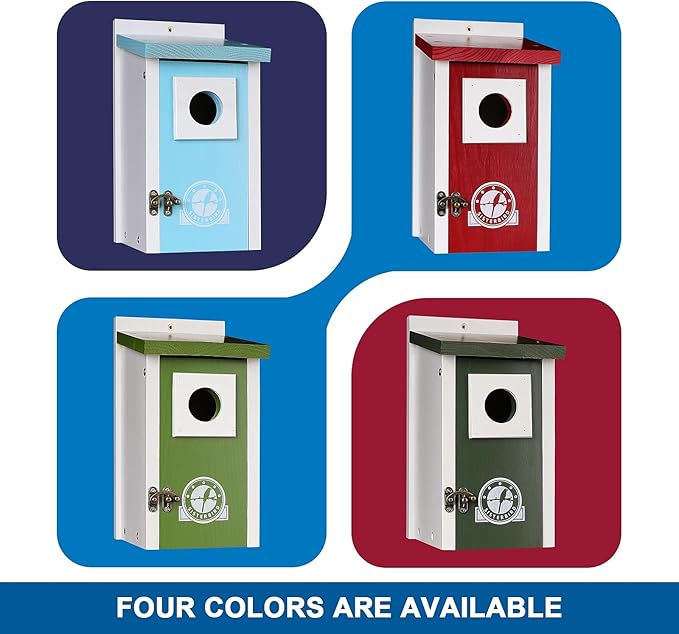 Bird Houses for Outside, Claret-Red Bird House, Bluebird Houses for Outside, Garden Decoration Birdhouses for Outdoors, Bluebird Finch Swallow Wren Chickadee
