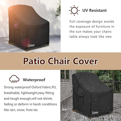 Patio Chair Cover 2 Pack(30W x 34D x 36Hinches),Waterproof Heavy Duty Outdoor Furniture Covers for Patio Adirondack Chair,Black