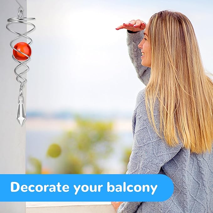 3 Pieces Gazing Ball Spiral Tail Spiral Tail Decorative Wind Spinner for Indoor Outdoor Decoration, 7.1 Inches/ 18 cm
