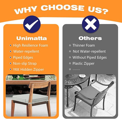 Square Corner Seat Cushions, 19" x 19" x 3", Set of 4, Indoor Outdoor Water Repellent Universal Chair Pads with Ties for Patio Furniture, Garden Deck Dining Chairs, Black and White
