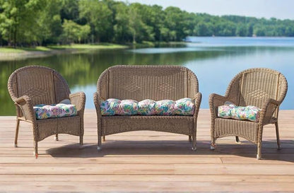 RSH DECOR: Sunbrella Tufted Wicker Loveseat Cushion | 44" x 22" | Outdoor Settee Cushion for Patio Furniture | Crafted with Sunbrella Performance Fabric| Canvas Taupe