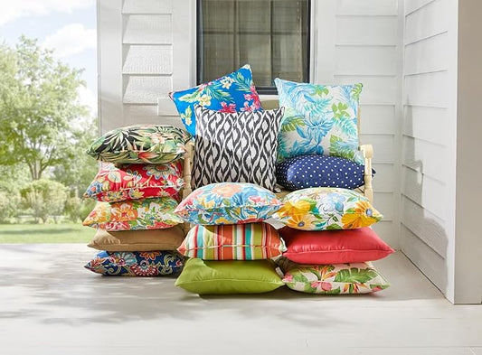 BrylaneHome 16" Square Toss Pillow - Patio & Outdoor - Patio & Outdoor - Water, Stain & Fade Resistant - Granada