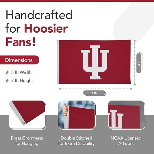 Indiana Hoosiers College Sports Printed Flag - NCAA Licensed - Nylon - School Banner (Red) (3' x 5')