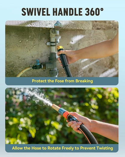 Heavy Duty Garden Hose, 75ft x 5/8" Water Hose, Flexible Hybrid Hose with Swivel Handle, Male to Female Fittings, Burst 600 PSI