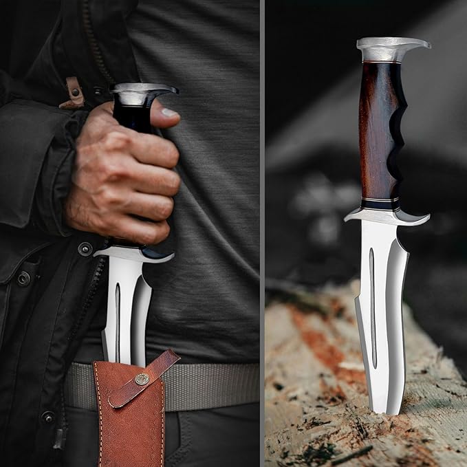 17 Inch D2 Large Bowie Knife with Sheath, Fixed Blade Hunting Knife, used for Bushcraft, Outdoor, and as a Camping Knife - Survival knife