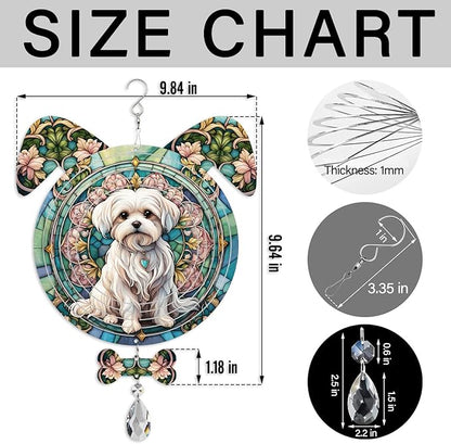 Maltese Dog Ears Wind Spinner, Maltese Wind Spinner Hanging for Yard and Garden V02