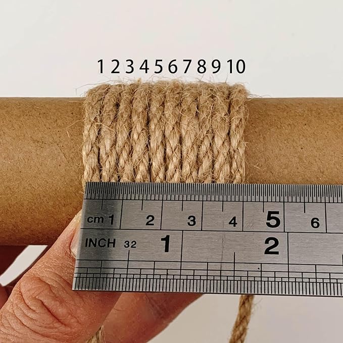 4mm Jute Twine, 164 Feet Braided Jute Rope, Heavy Duty and Thick Twine Rope for DIY Artwork, Bundling, Home Decor, Gardening Applications (4MM 164FT)