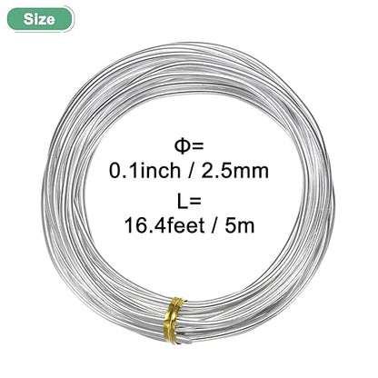 2.5mm Bonsai Training Wire, 16.4 Feet Total Anodized Aluminum Bonsai Wires for Bonsai Tree Shaping/Branches Fixing/Trunk Holding/DIY Crafting [Silver]