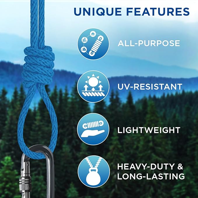 TECEUM Cotton Rope 3/16” (5 mm) – 100 FT – Strong All-Purpose Braided Rope – Natural Cotton – for Crafting, Сamping, Clothes Line, DIY, Indoor & Outdoor Use – Sky Blue