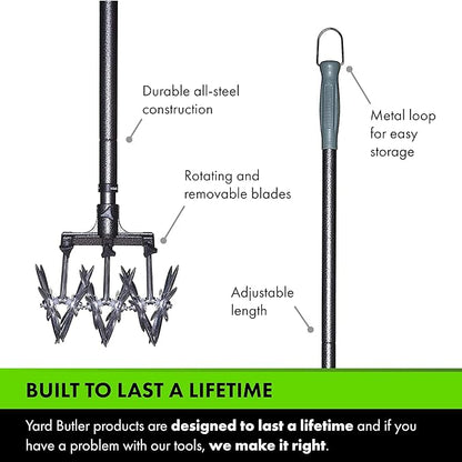 Yard Butler- Rotary Cultivator - Durable Garden Cultivator for Healthy Soil - Customizable Tiller to Meet Garden & Lawn Needs - Ergonomic Gardening Tool Design - Standard Packaging