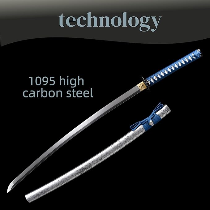 A True Samurai Sword, Made of 1095 high Carbon Steel with Sharp Blades, Suitable for Martial Artists and Players to Collect, Full of Tang Dynasty
