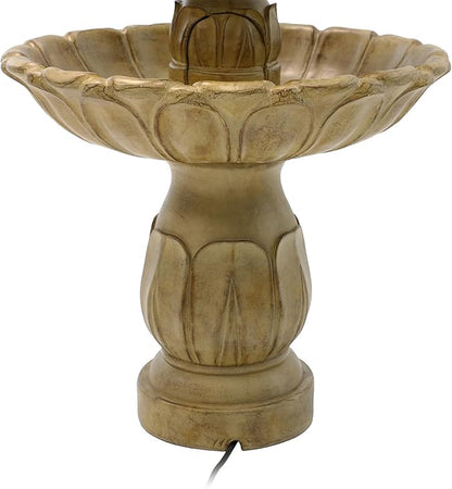 Sunnydaze Classic Tulip 3-Tier Electric Water Fountain - 46-Inch - with Electric Submersible Pump for Patio, Yard or Deck - Garden Stone