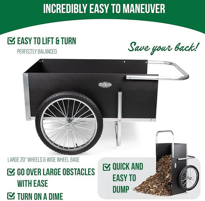 Smart Carts Ultimate Gardener Cart with 7 CF Capacity, Large 20-Inch Flat-Free Wheels for Effortless Maneuverability, and Aluminum Frame That is Strong, Lightweight, and Rustproof