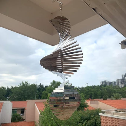 Hanging Wind Spinners Stainless Steel Metal Outdoor Garden Decor, Highly Reflective Bird Deterrent to Scare Birds Away from Yard Patio Farm 12inch