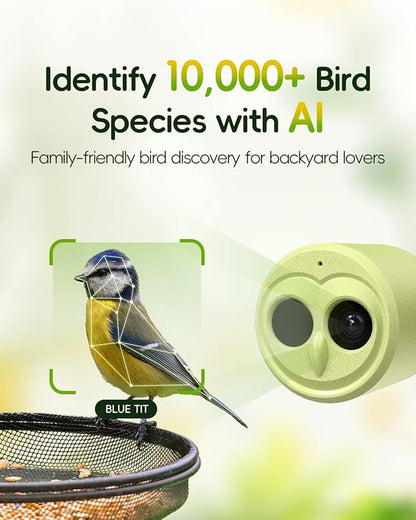 Hibird 4K HD Smart Bird Feeder Camera Solar Powered, 2.4G/5G Dual WiFi Wireless Outdoor, 6X Slow Motion Auto Bird Video Capture, Instant Notifications, AI Identify 10000+ Species for Everyone