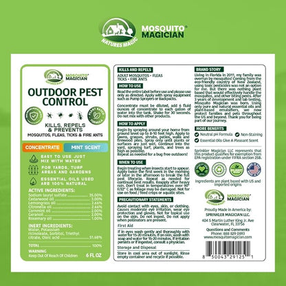 Mosquito Magician Indoor and Outdoor Spray - Use for Carpet, Furniture, Bedding, Couches & Pets – Plant-Sourced with Essential Oil – Mint, 32 OZ