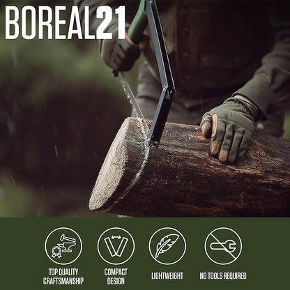 AGAWA - BOREAL21 Tripper Kit - Includes 21" Folding Saw, Nylon Carrying Case, 21" All-Purpose & 21" Aggressive Blade - For Camping, Hiking & Survival Gear (Black Frame/Green Handle)