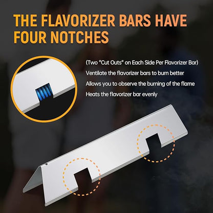 7636 Flavorizer Bars and 69787 Grill Burner for Weber Spirit I & II E-310 E-320 E-330 S-310 S-320 S330 (Front-Mounted Control), 15.3" Heat Plates & 18" Grill Burner Tube, Porcelain Steel