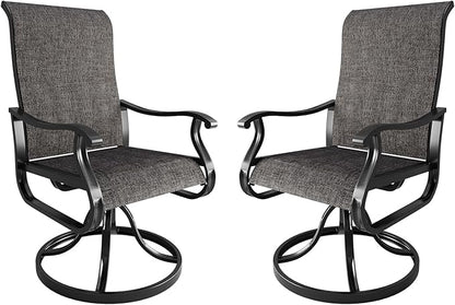 Amopatio Patio Swivel Chairs Set of 2, Outdoor Swivel Rocker Dining Chairs with All Weather Textilene High Back & Metal Frame, for Backyard Deck Lawn Garden, Dark Grey