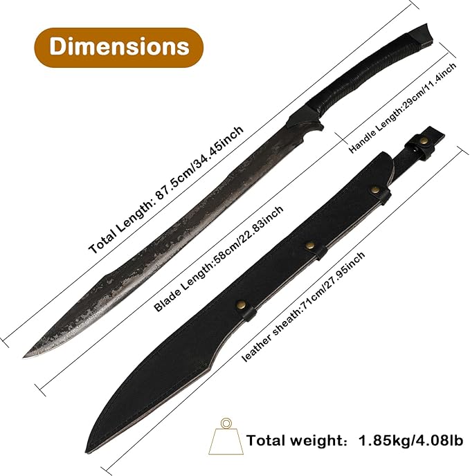 High Manganese Steel Blade Machete for Cutting Trees Heavy Duty Full Tang Outdoor Survival Hunting Tactical Sword