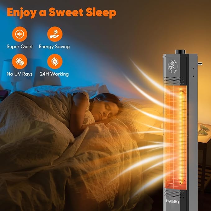 Outdoor Electric Patio Heater, Haimmy 27- inch Outdoor Electric Patio Heater, 1200W Instant Heating, 2 Heat Levels, Tip-Over & Overheat Protection, IPX5 Waterproof Tower Space Heater