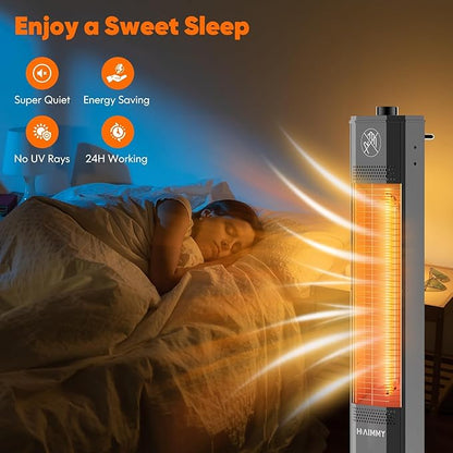 Outdoor Electric Patio Heater, Haimmy 27- inch Outdoor Electric Patio Heater, 1200W Instant Heating, 2 Heat Levels, Tip-Over & Overheat Protection, IPX5 Waterproof Tower Space Heater