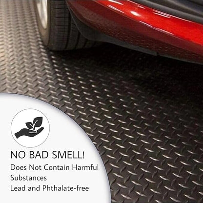 SEAL 5 x 20 Ft Premium Garage Floor Mat, Solid 2.8mm Thickened Black Commercial Grade Heavy Duty Parking Mat for Garage Floor, Golf Cart, Water/Stain Resistant Floor Runner (Embossed Diamond Plate)