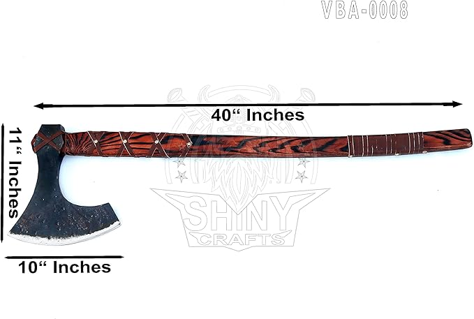 SHINY CRAFTS | 40" Handmade Double Head Norse Axe, Hand Forged Steel Dane Axe with Broad Blade, SCA-08