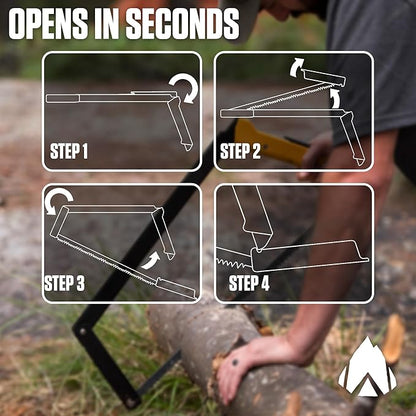 AGAWA - BOREAL24 Backwoods Kit - Includes 24" Folding Saw, Leather Sheath, 24" All-Purpose & 24" Aggressive Saw Blade - For Camping, Hunting & Survival Kit (Black Frame/Yellow Handle)